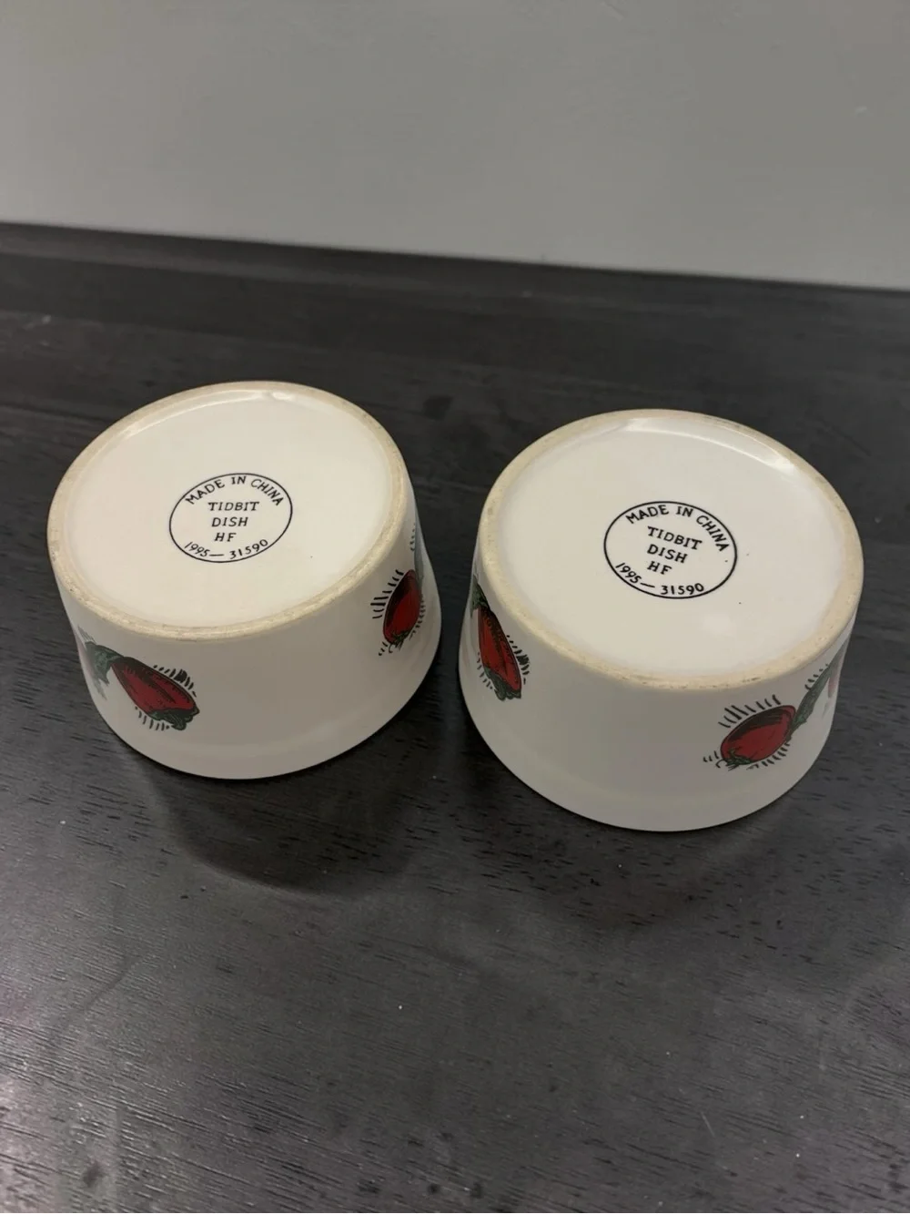 Vintage 90s Houston Foods Ceramic Ramekins Tidbit Set Of 2 Dish Dip Bowl Peppers